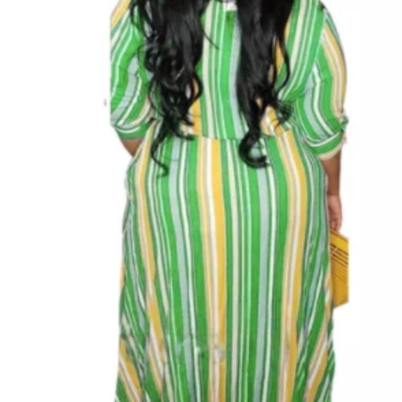 Green and Yellow Maxi Shirt Dress Size 2x - Picture 5 of 7